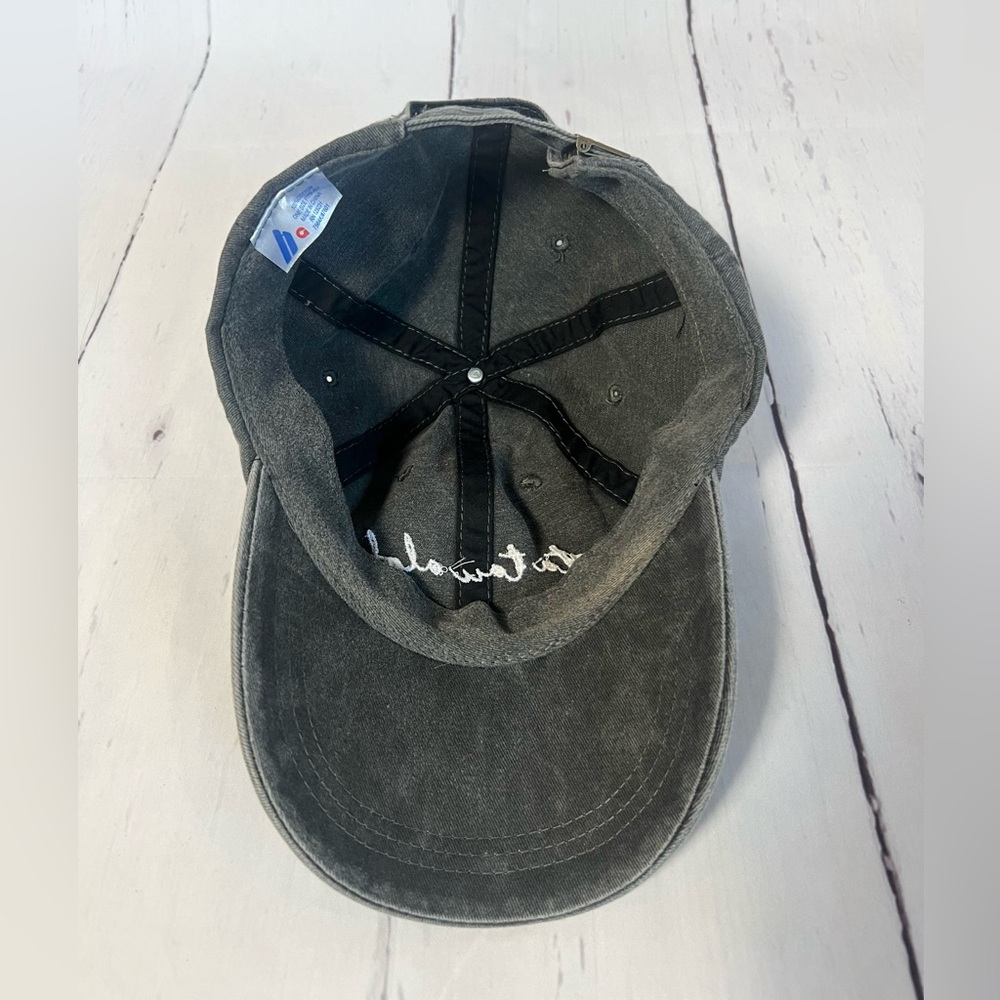 Black washed out denim Zeta Tau Alpha embroidered Baseball Cap - Picture 7 of 8